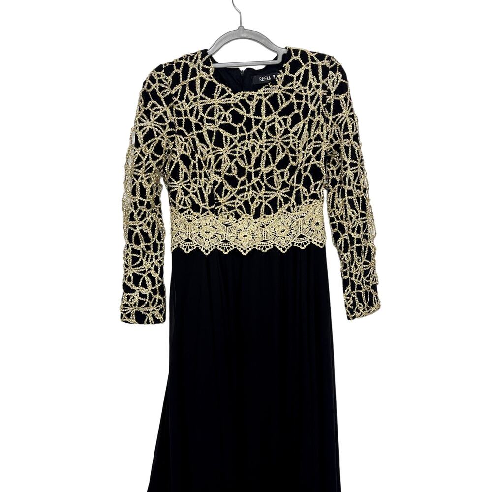 Women's Refka Gold and Black Long Sleeve Maxi Dress size 9 - Picture 3 of 6